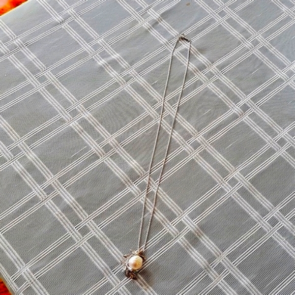 Vintage B.A.B. 14 Kt. White Gold Necklace w/Raw Pearl Center - Picture 3 of 9